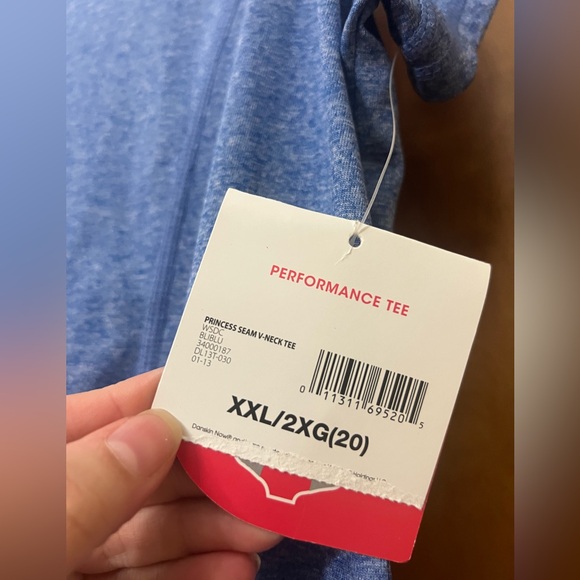 Danskin Now Semi Fitted V Neck Athletic Workout Shirt Size XXL Blue/Purple NWT - Picture 7 of 9